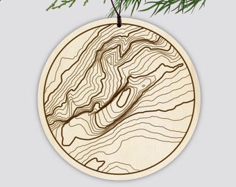Half Dome Topography Wooden Ornament • Pacific Northwest Mountains • California Mountain Art