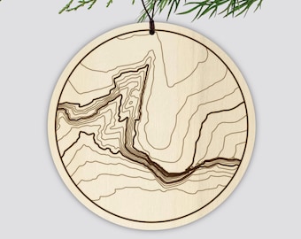 El Capitan Topography Wooden Ornament • Pacific Northwest Mountains • California Mountain Art