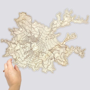 Art mural en bois topographie du mont Rainier • Décor du nord-ouest du Pacifique • Carte des contours des montagnes de Washington