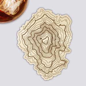 Washington Volcanoes Coaster Set | Handmade Wooden Coaster | Washington Mountain Map image 6