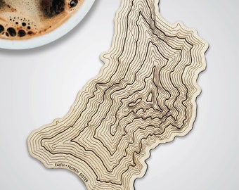 North Sister Topographic Map Coaster - Oregon Mountain Coaster