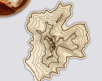 Three Fingered Jack Coaster | Wood Coaster Topography Map | Oregon Mountain
