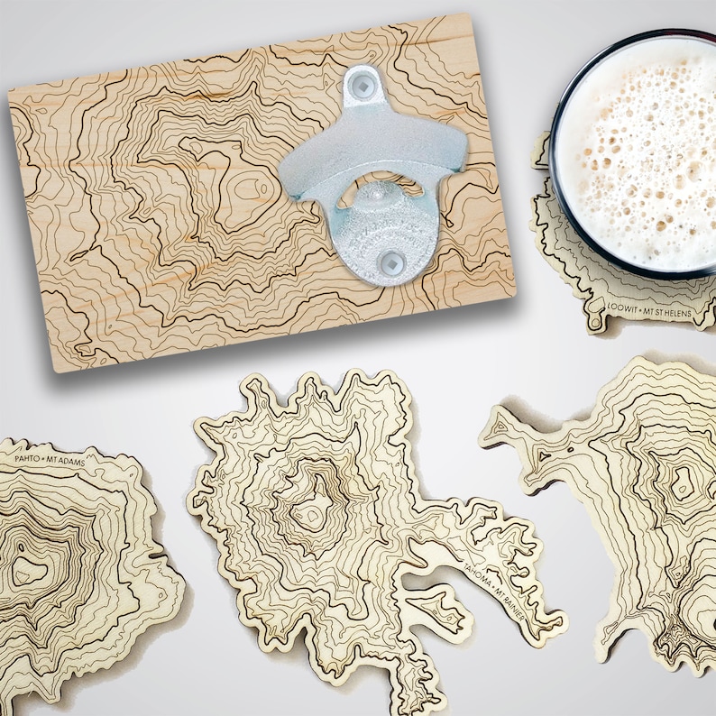 Design by SML WA Volcano Topographic Map Beer Glass - Thumbnail 5
