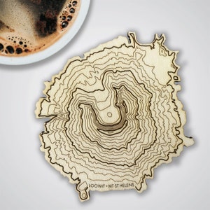 Mount St Helens topografische kaart houten achtbaan • Pacific Northwest Mountains • Washington Mountain Art