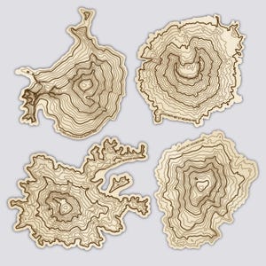 Washington Volcanoes Coaster Set | Handmade Wooden Coaster | Washington Mountain Map image 2