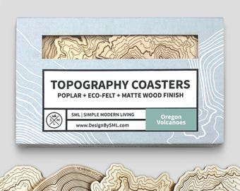 Topographie-Karte des US Bundesstaates Topographie • Mt Hood, Mt Bachelor, Mt Thomas, Newberry Volcano • Pazifischer Nordwesten Art