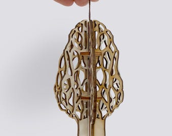 Morel Mushroom Ornament | Laser Engraved Wooden Ornament | 3D Decoration
