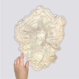Art mural en bois topographie du mont Adams • Décor du nord-ouest du Pacifique • Carte des contours des montagnes de Washington