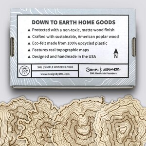 Washington Volcanoes Coaster Set | Handmade Wooden Coaster | Washington Mountain Map image 3