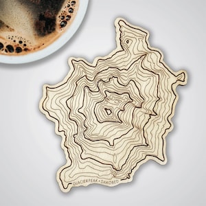 Glacier Peak topografische kaart houten achtbaan • Pacific Northwest Mountains • Washington Mountain Art