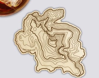 Pikes Peak Coaster | Wood Coaster Topography Map | Colorado Mountain Art