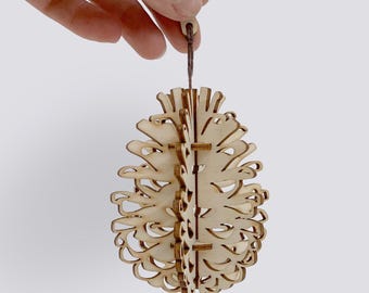 Pinecone Ornament | Laser Engraved Wooden Ornament | 3D Decoration