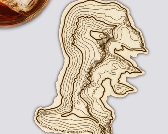 Mt Whitney Coaster | Wood Coaster Topography Map | California Mountain Art