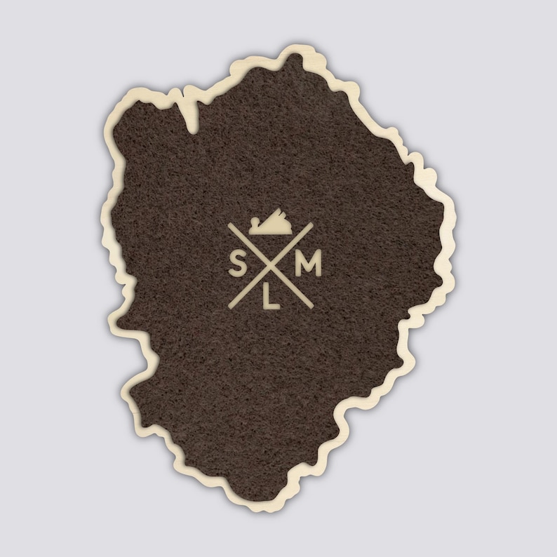 Washington Volcanoes Coaster Set | Handmade Wooden Coaster | Washington Mountain Map image 7
