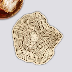 Lassen Spitze Untersetzer | Untersetzer Topographie Karte | Kalifornischer Berg Kunst