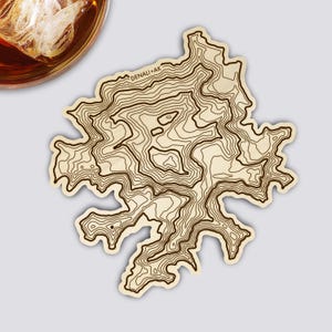Denali Coaster | Wood Coaster Topography Map | Alaska Mountain Art