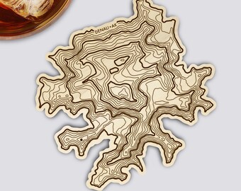 Denali Coaster | Wood Coaster Topography Map | Alaska Mountain Art