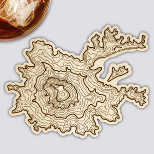 Washington Volcanoes Coaster Set | Handmade Wooden Coaster | Washington Mountain Map image 4
