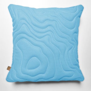 Mt Rainier Topography Wool Throw Pillow • 100% Lana Merino en Azul Glaciar • Funda de Almohada del Parque Nacional • PNW Home Decor