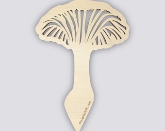 Chanterelle Mushroom Plant Stake - Wooden Plant Stake