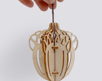 Acorn Ornament | Laser Engraved Wooden Ornament | 3D Decoration