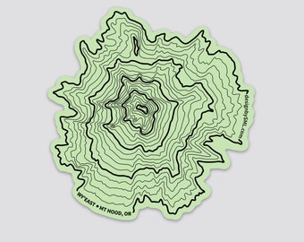 Mt Hood Topography Sticker • Durable Vinyl Mountain Decal