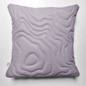 Mt Rainier Topography Wool Throw Pillow • 100% Lana Merino en Gris Brezo • Funda de almohada del Parque Nacional • PNW Home Decor