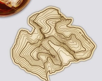 Mt Bierstadt Coaster | Wood Coaster Topography Map | Colorado Mountain Art