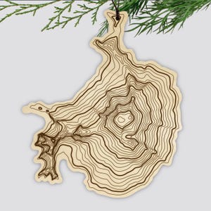 Mt Baker Topography Wooden Ornament • Pacific Northwest Mountains • Washington Mountain Art