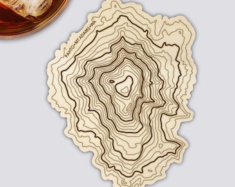 Mt Adams Coaster | Wood Coaster Topography Map | Washington Mountain Art
