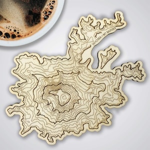 Mt Rainier Topographische Karte Holzuntersetzer • Pazifische Nordwestberge • Einzeluntersetzer