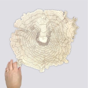 Art mural en bois topographie du mont St Helens • Décor du nord-ouest du Pacifique • Carte des contours des montagnes de Washington