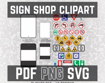 Sign Shop Clipart Series - Design Most Parking Signs - PDF PNG and SVG Files with Transparent Background - Easy to Cut and Weed