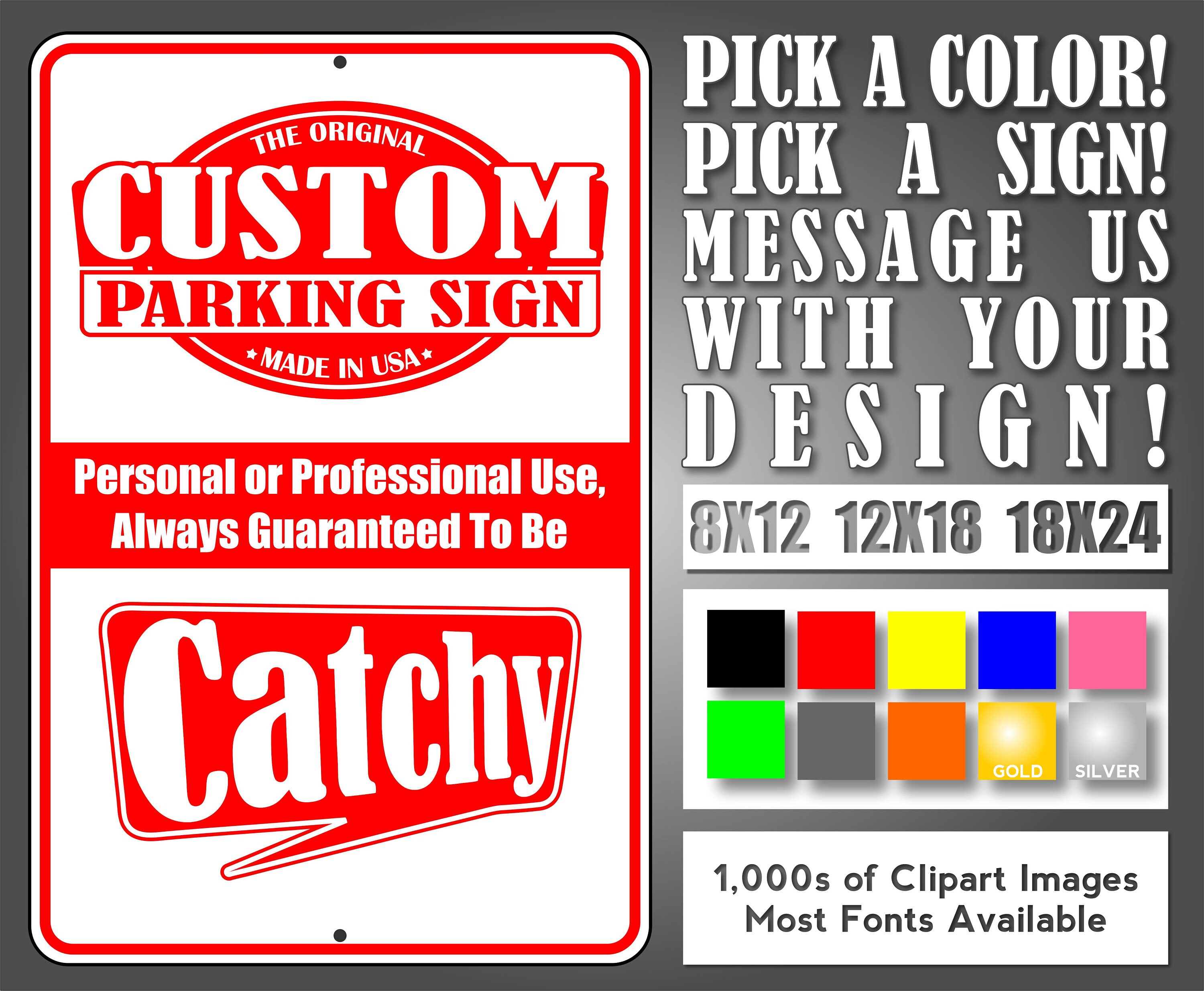 8x12 Aluminum Parking Sign Customize Your Color Font Etsy