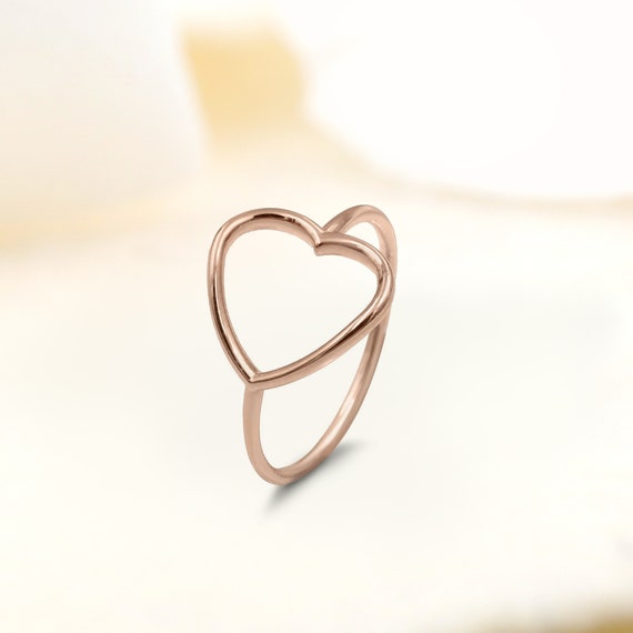 Buy Minimalist Heart Band Ring Heart Shape Ring Band for Women Engagement  Ring and Anniversary Gift, Delicate Modern Solid 14K Gold Ring Online in  India - Etsy