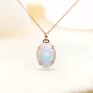 18k Gold Opal Pendant Necklace, Statement Jewelry