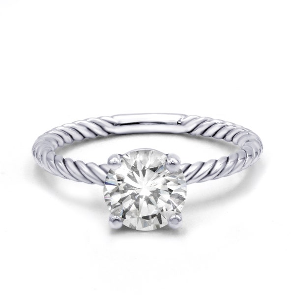 Twisted Rope Style Solitaire Ring