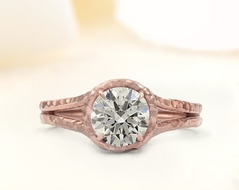 Ashbury Hammer Finish Split Shank Engagement Ring