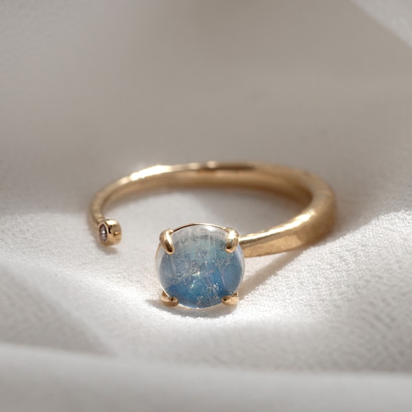Ashbury Duet Ring with Moonstone and Blue Sapphire and Diamond