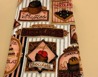 Gourmet Chocolate HandTowel, Custom Tea Towel, Dish Cloth, Flour Sack, Embroidered, Kitchen Decor, Housewarming Gift, Wedding Gift.