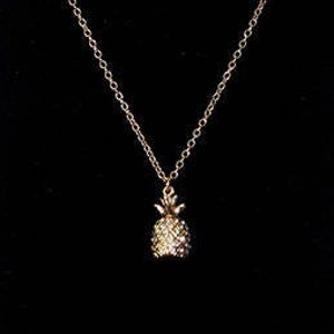 Gold Pineapple Pendant Necklace, Pineapple Necklace, Gold Pineapple Charm Necklace, Shiny Gold Pineapple Necklace
