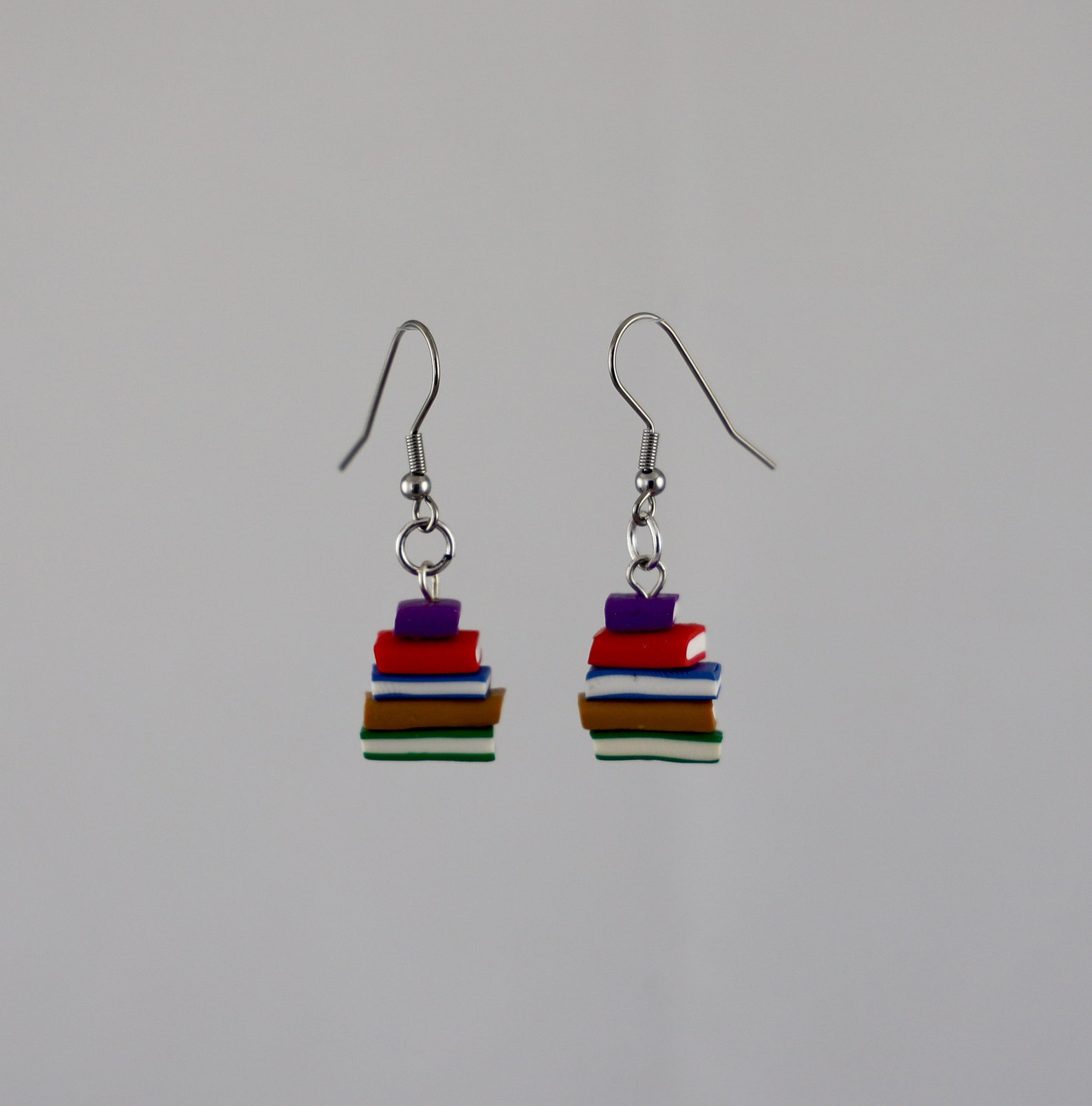 Multicolor Book Stack Earrings Fun Book Earrings Book Stack Etsy UK