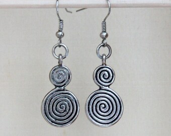 Silver Circle Earrings, Short Silver Earrings