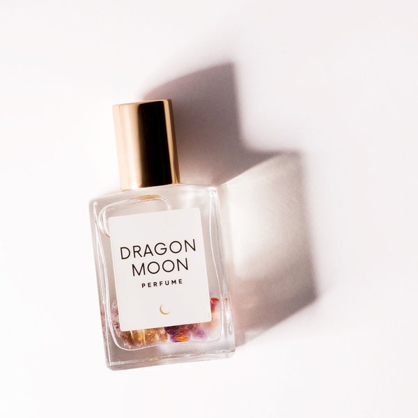 Dragon Moon Perfume Oil – Fig, White Tea, Amber, Musk – Crystal Infused Roll On
