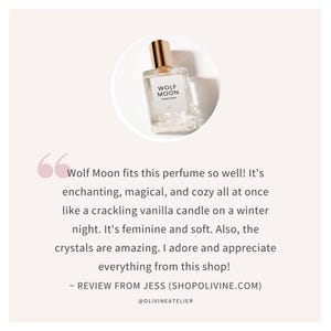 Aceite de perfume Wolf Moon™: Ámbar, vainilla, almizcle - Infusión de cristal de cuarzo transparente imagen 7