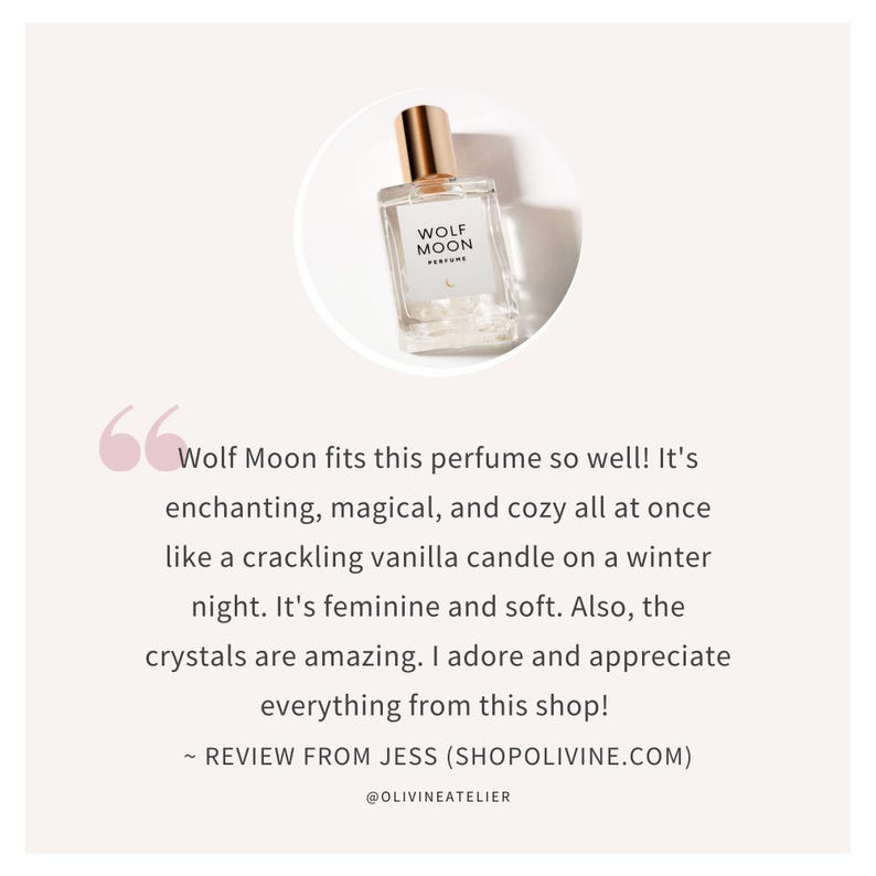 Aceite de perfume Wolf Moon™: Ámbar, vainilla, almizcle - Infusión de cristal de cuarzo transparente imagen 7