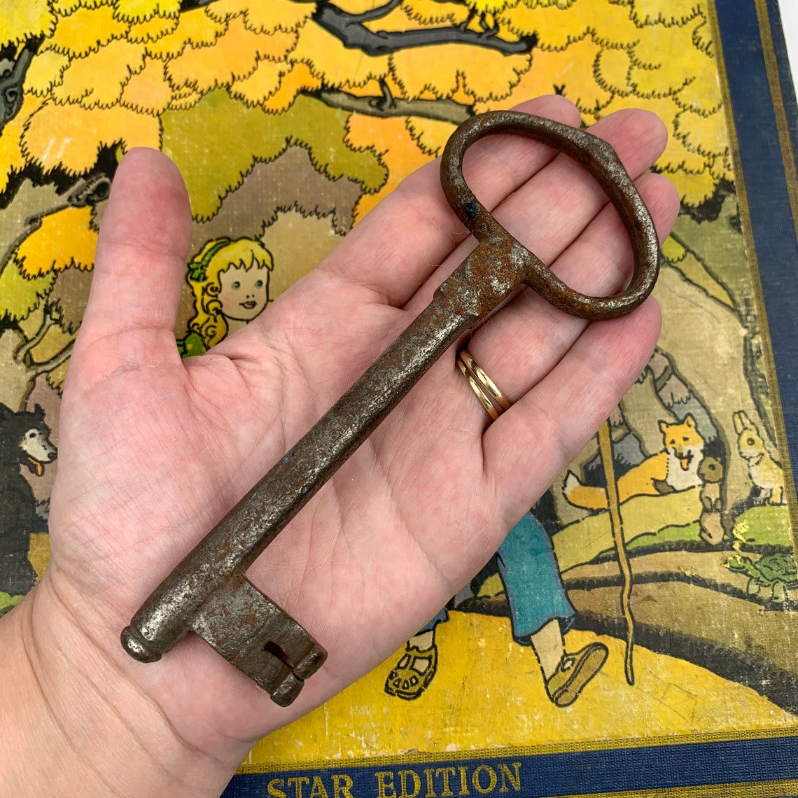 Antique Large Metal Barrel Key Old Heavy Skeleton Key Aged Etsy