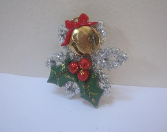 Christmas Pin Christmas Brooch Christmas Jewelry Holly Pin Snowflake Pin Snowflake Brooch Woman Gifts Gift Idea For Here.