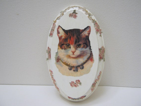 Tabby Cat Wall Hanging Decoupage Wall Decor Cat Wall Art Home Decor Gift Idea OOAK