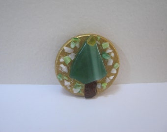 Fused Glass Christmas Tree Brooch Fused Glass Christmas Tree Pin Glass Christmas Pin Holiday Pin Woman Gift Idea Handmade Christmas Pin